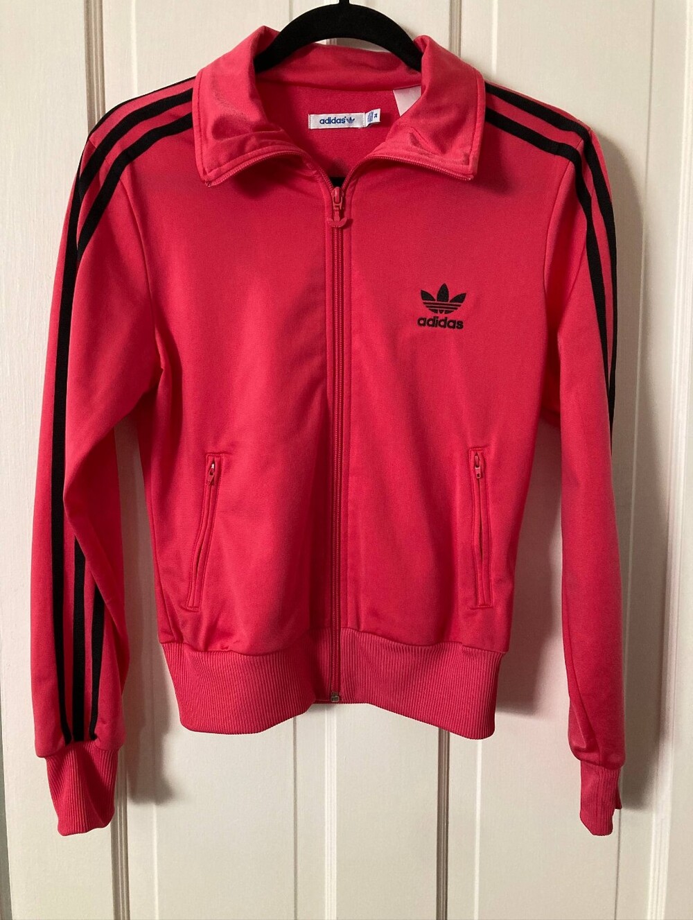 Vintage adidas Hot Pink Track Jacket with Black Stripes